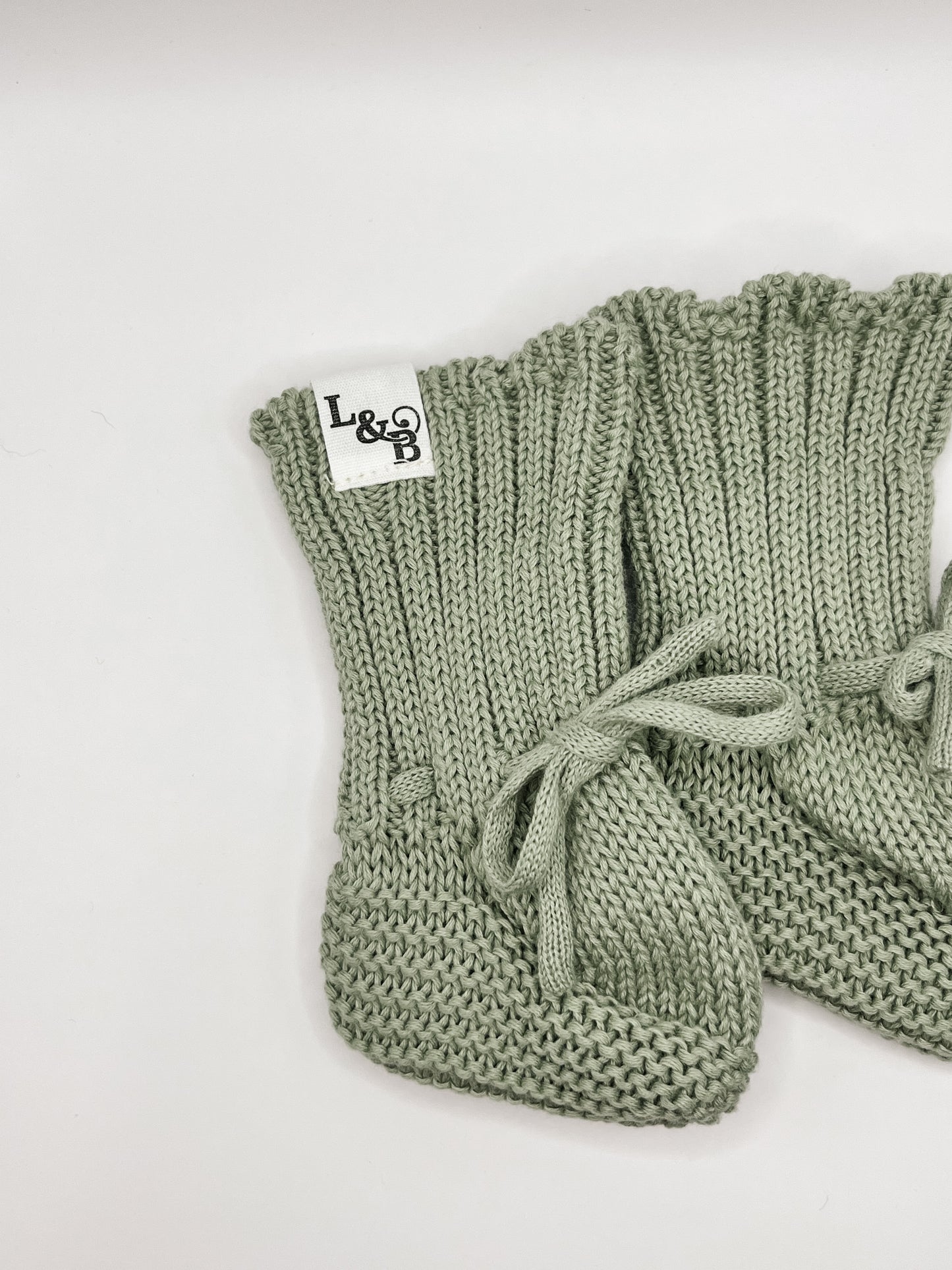 Green 100% Cotton Knit Baby Booties