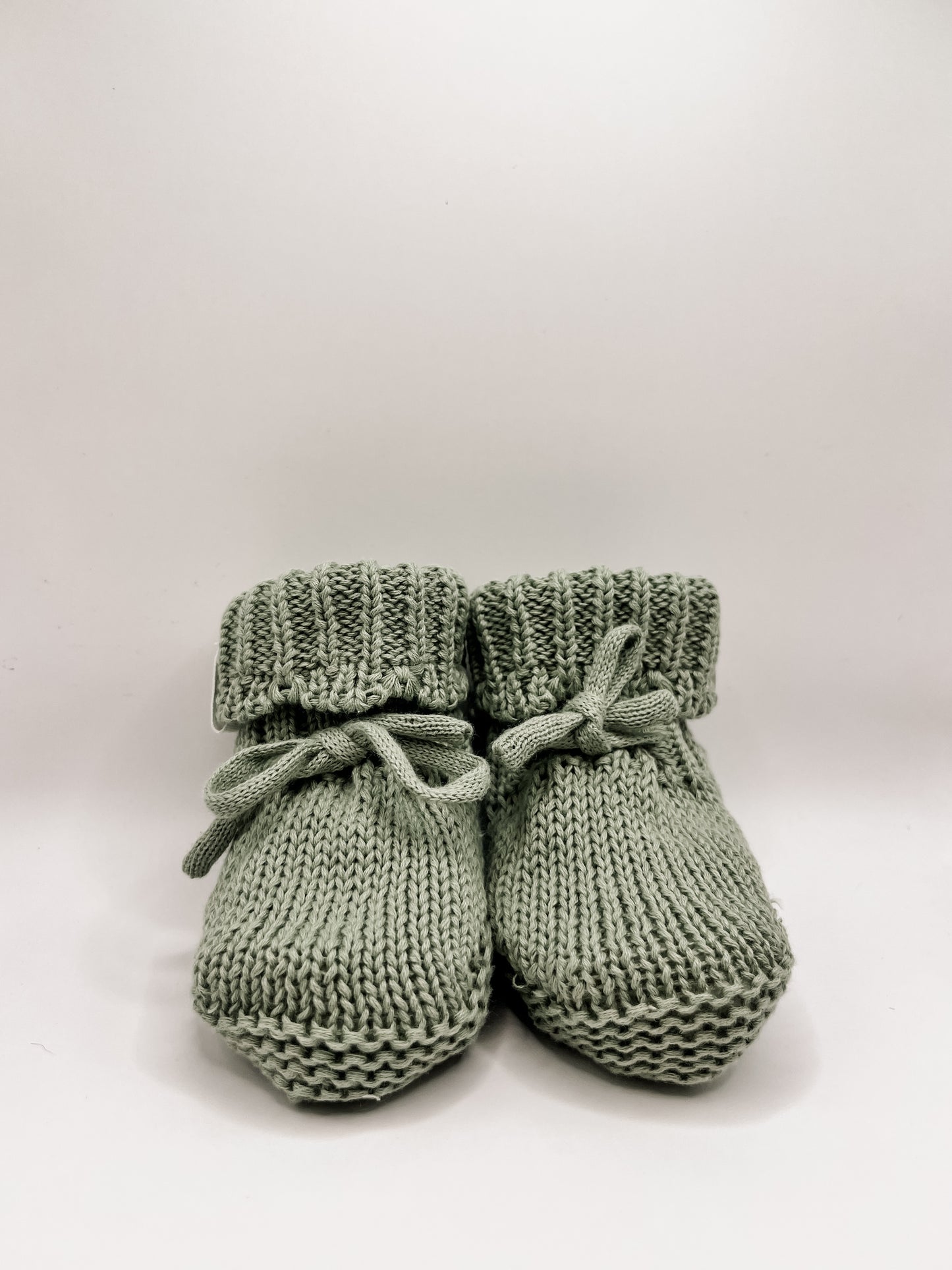 Green 100% Cotton Knit Baby Booties