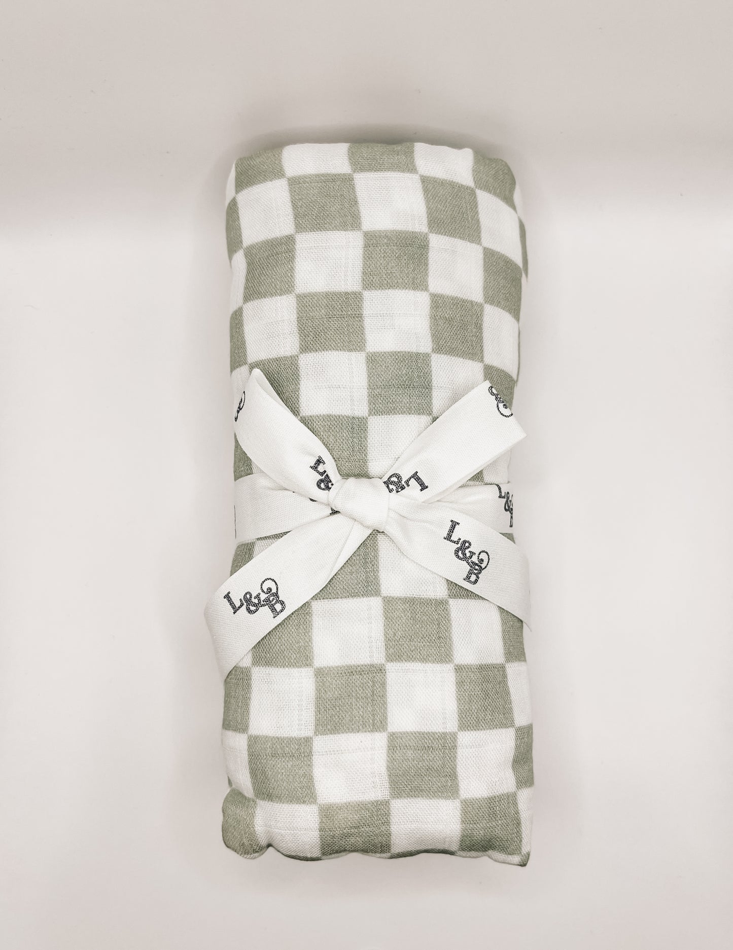 Green Checkerboard Muslin Baby Blanket