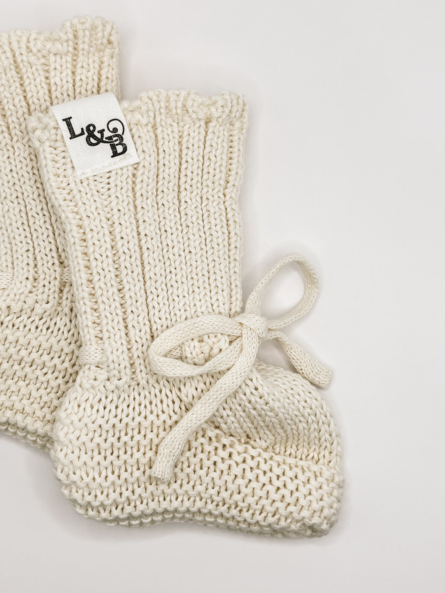 Cream 100% Knit Cotton Baby Booties