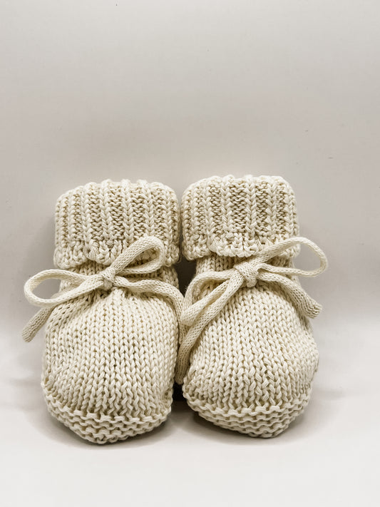 Cream 100% Knit Cotton Baby Booties