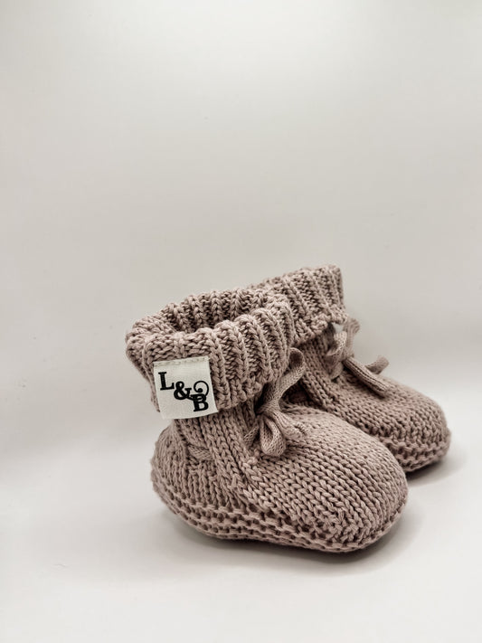 Purple 100% Cotton Knit Baby Booties