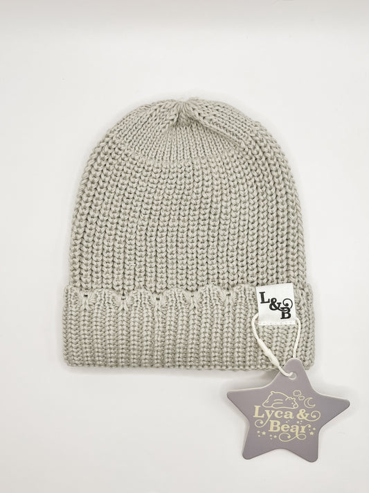 Gray 100% Cotton Knit Baby Beanie